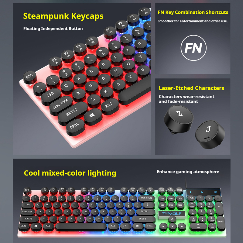 T11T-WOLF Oyun Klavyesi, 104 T - Pc Gaming Fullset incelemesi ve fiyatı